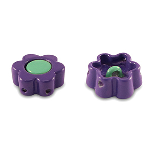 Tile beads bloem Purple-turquoise