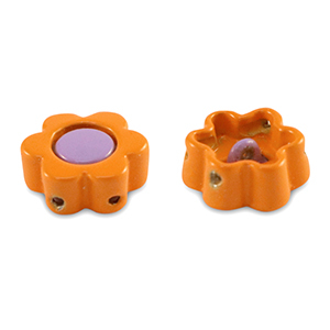 Tile beads bloem Orange-paisley purple