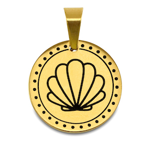 Roestvrij stalen (RVS) Stainless steel bedels schelp Goud