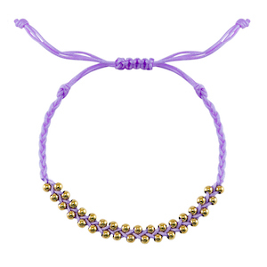 Trendy armbanden stainless steel beads Lilac-gold