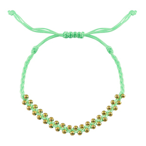 Trendy armbanden stainless steel beads Mint green-gold
