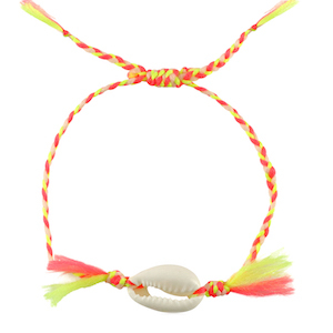 Trendy armbanden kauri Neon yellow-pink
