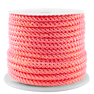 Trendy koord 3mm Neon pink-gold