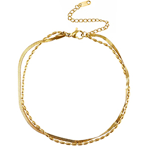 Roestvrij stalen (RVS) Stainless steel enkelbandjes duo layer Gold