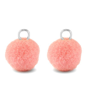 Pompom bedels met oog 10mm Silver-pink