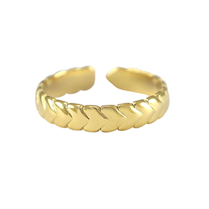 Roestvrij stalen (RVS) Stainless steel ringen harten Goud