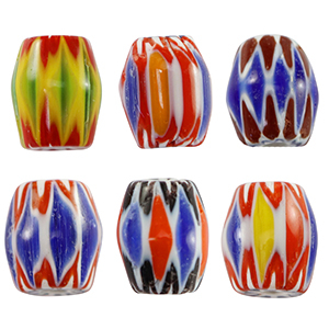 Millefiori kralen tube Multicolour yellow-blue