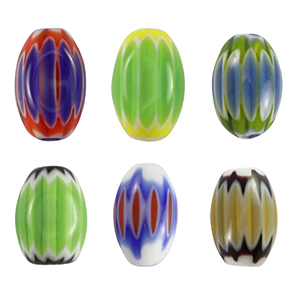 Millefiori kralen tube Multicolour blue-green