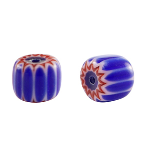 Millefiori kralen tube Blue-red