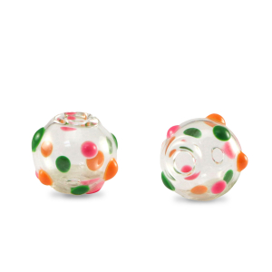 Handgeschilderde glaskralen 8mm Transparent-green orange