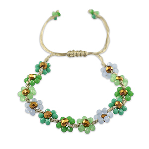 Top facet enkelbandjes bloem Multicolour green-topaz brown
