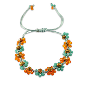 Top facet enkelbandjes bloem Orange-ocean blue