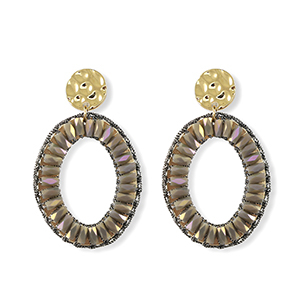 Top facet oorbellen ovaal Gold-lavender grey