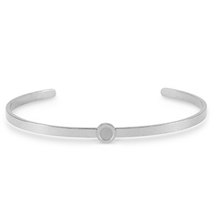 Birthstones bangle met setting Stainless Steel (RVS) voor SS16 flat back Silver