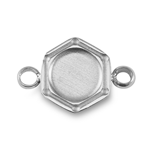 Birthstones bedel met setting Stainless Steel (RVS) voor SS16 flat back Silver
