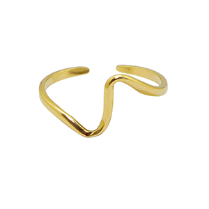 Roestvrij stalen (RVS) Stainless steel ringen wave Goud