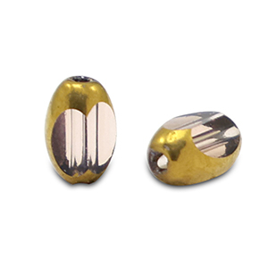 Ovale glaskralen facet Light aubergine purple transparent-gold