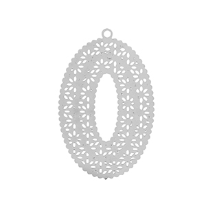 Roestvrij stalen (RVS) Stainless steel bedels bohemian ovaal Silver