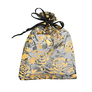 Sieraad zakje organza 9x12cm roos Black-gold