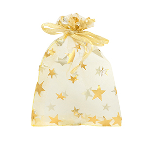Sieraad zakje organza 9x12cm ster Golden yellow-gold