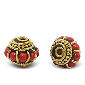 Bohemian kralen Red-antique gold