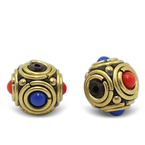 Bohemian kralen Dark royal blue-red antique gold