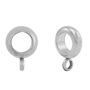 Roestvrij stalen (RVS) Stainless steel kralen disc met oog Silver