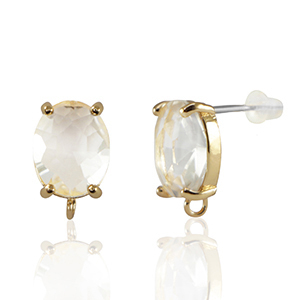 Oorbellen / oorstekers van Crystal Glass met oogje ovaal Crystal-gold