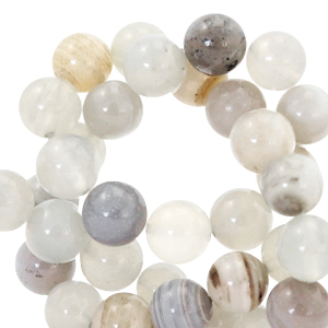 Natuursteen kralen chalcedoon en agaat 6mm Grey-beige multicolour opal