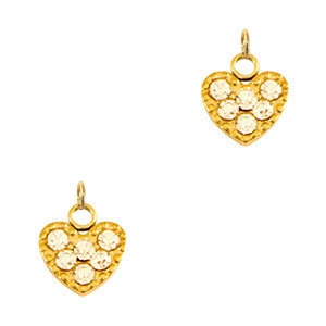 Roestvrij stalen (RVS) Stainless steel bedels hart Gold