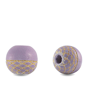 Houten kralen rond 10mm patroon Light purple
