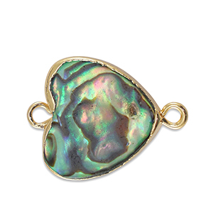 Zoetwaterparels tussenstuk hart Gold-ocean green