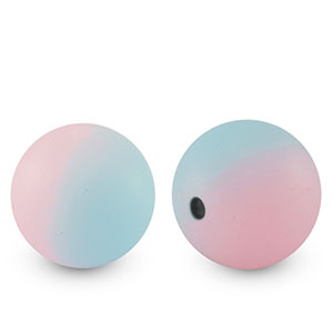 Siliconen kralen 15mm rond Blue-pink