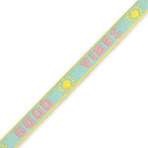 Lint met tekst "good vibes" Turquoise-pink-yellow
