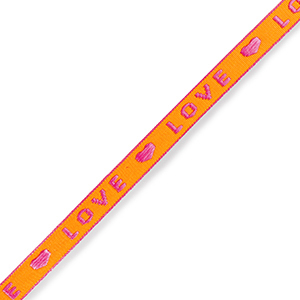 Lint met tekst "love" Neon orange-pink