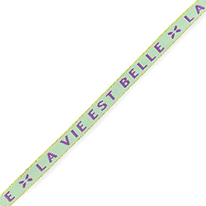 Lint met tekst "la vie est belle" Mint green-purple