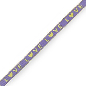 Lint met tekst "love" Lavender purple