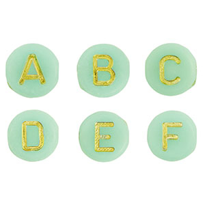 Letterkralen van acryl mix Mint green-gold