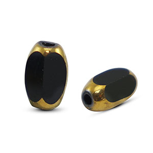 Ovale glaskralen facet Black-gold