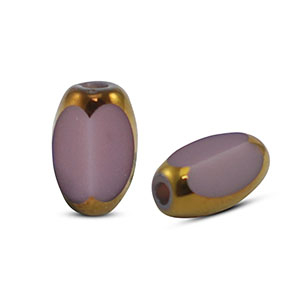 Ovale glaskralen facet Purple-gold