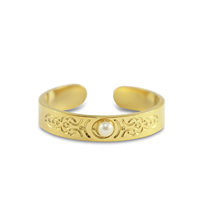 Roestvrij stalen (RVS) Stainless steel ringen parels Gold