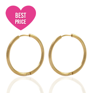 Roestvrij stalen (RVS) Stainless steel oorbellen creolen 20mm Goud