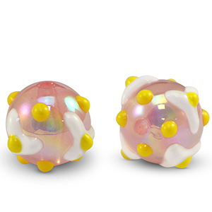 Acryl kralen dots Light pink-yellow