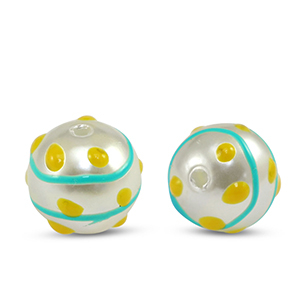 Acryl kralen dots Pearl-blue yellow