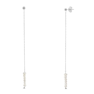 Roestvrij stalen (RVS) Stainless steel oorbellen / oorstekers parels Silver