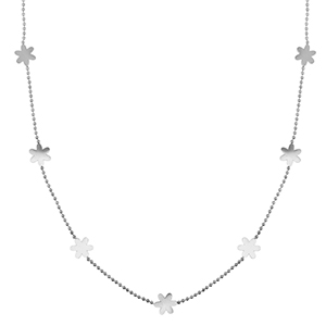 Roestvrij stalen (RVS) Stainless steel kettingen bloem Silver