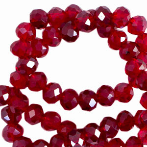 Top Facet kralen 8x6 mm disc Wine red-pearl shine coating