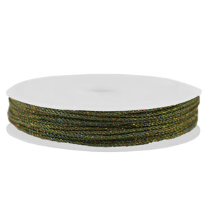 Macram&eacute; draad gevlochten 1mm Dark green-multicolour metallic