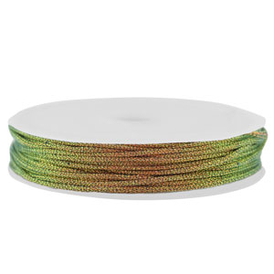 Macram&eacute; draad gevlochten 0,8mm Multicolour-orange green metallic