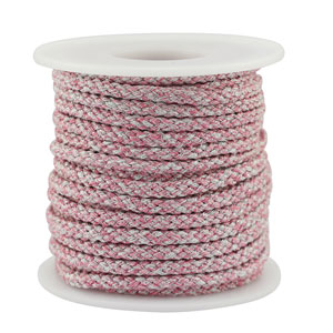 Trendy koord gevlochten 3.5mm White-pink-silver